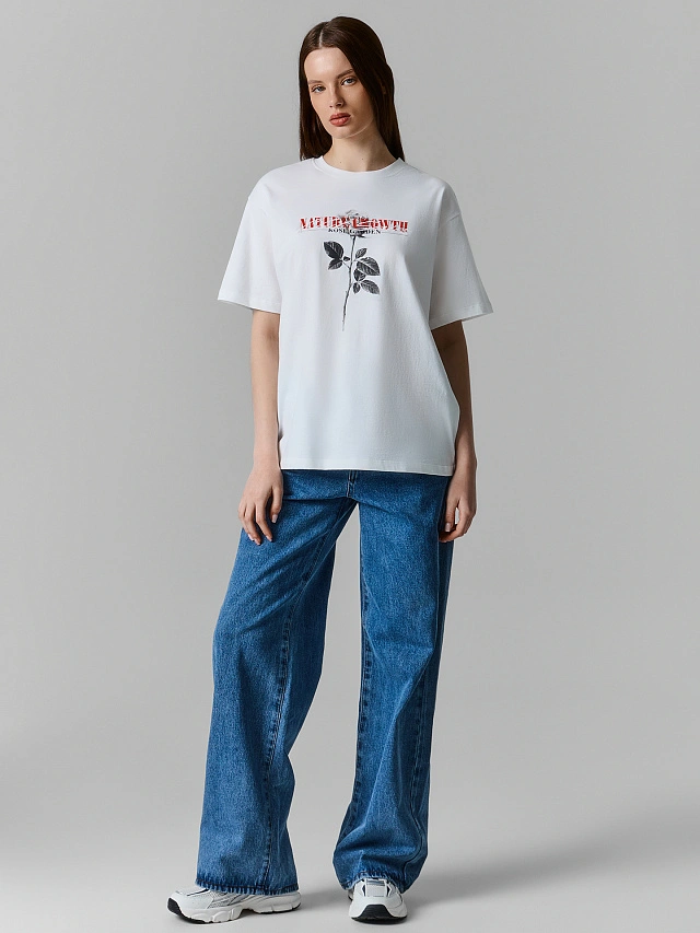 Футболка оверсайз женская белая - 2