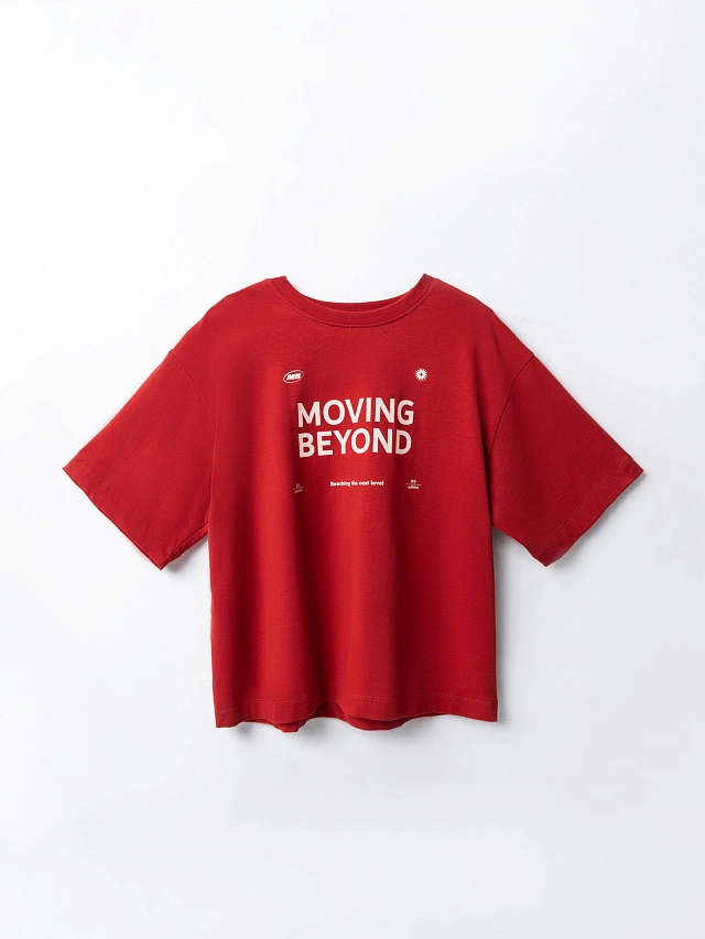 Футболка женская красная оверсайз - 5