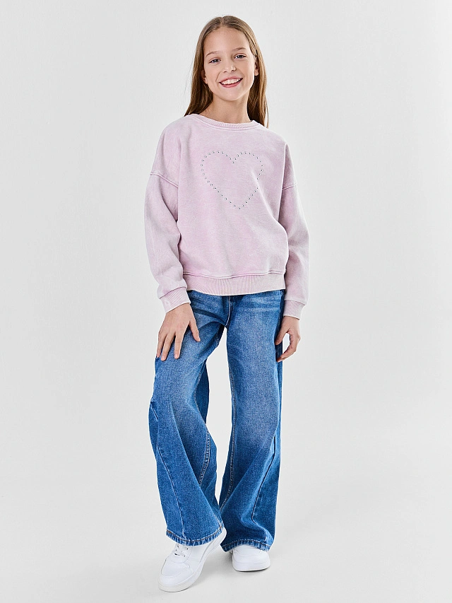 Свитшот для девочек с сердечком из страз - 3
