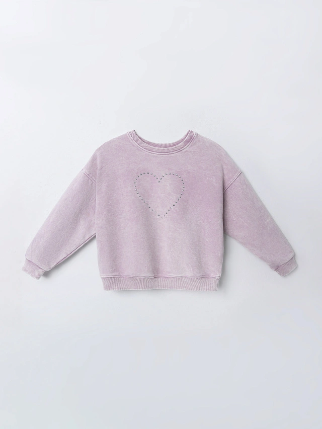 Свитшот для девочек с сердечком из страз - 5