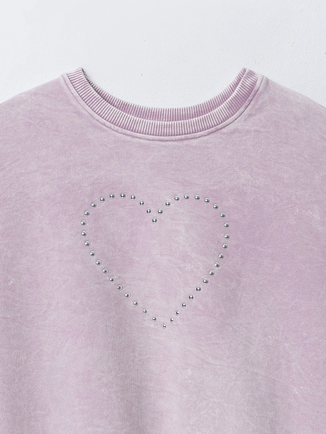 Свитшот для девочек с сердечком из страз - 6