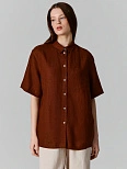 Рубашка женская бордовая льняная