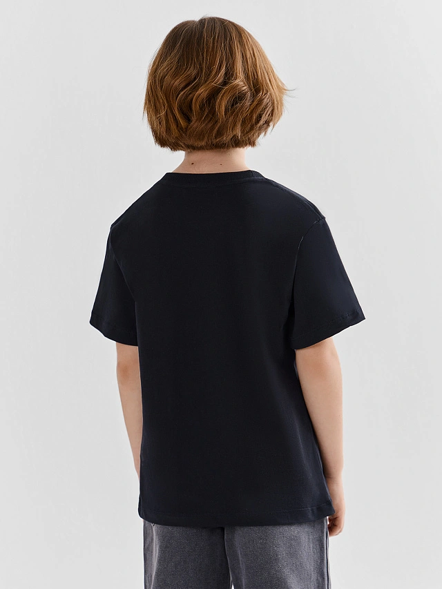 Футболка для мальчиков черная с принтом динозавра - 4