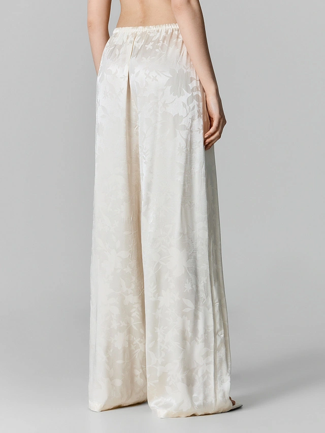 Брюки женские прямые бежевые с цветочным принтом - 4