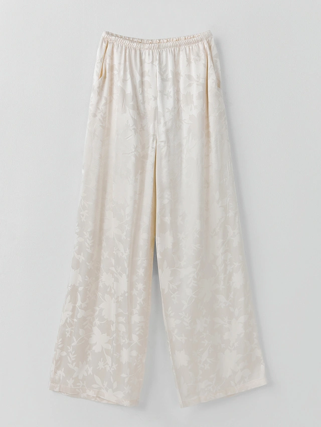 Брюки женские прямые бежевые с цветочным принтом - 5