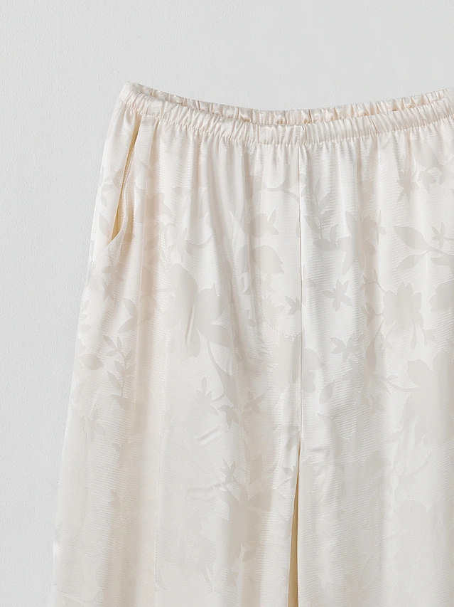 Брюки женские прямые бежевые с цветочным принтом - 6