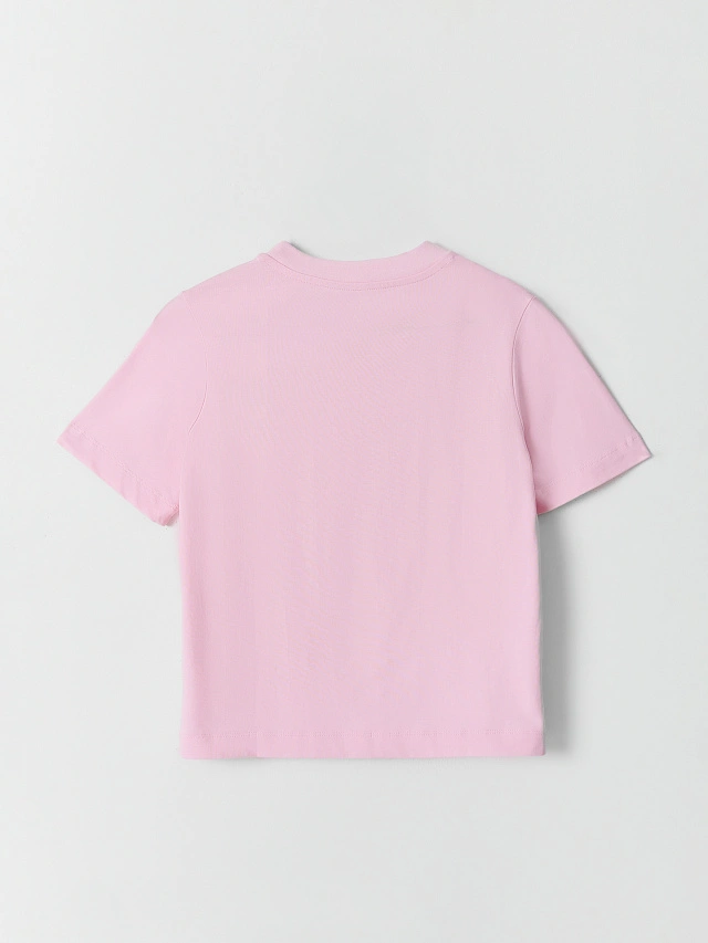 Футболка женская розовая прямого кроя - 7