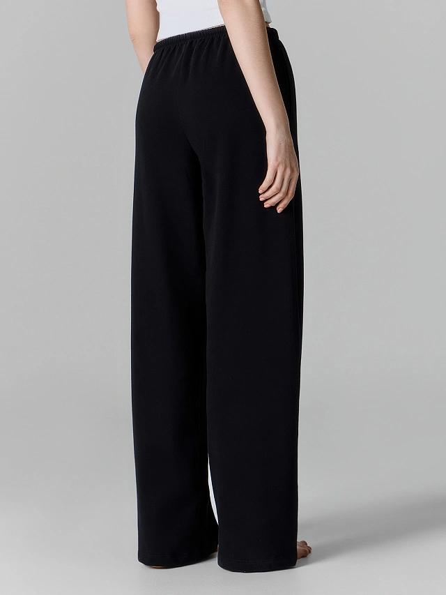 Брюки домашние женские черные свободного кроя - 4