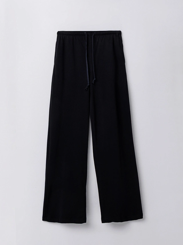 Брюки домашние женские черные свободного кроя - 5