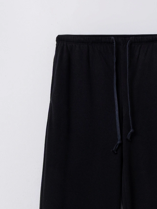 Брюки домашние женские черные свободного кроя - 6