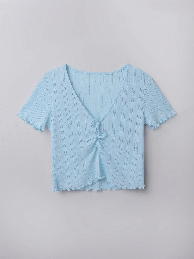 Комплект домашний женский голубой укороченный - 4