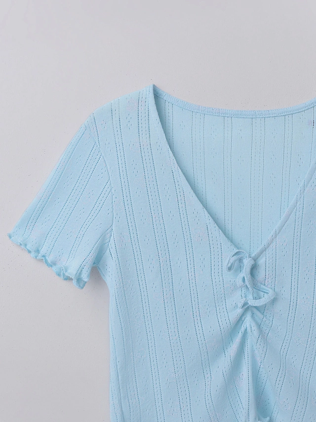 Комплект домашний женский голубой укороченный - 5