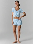 Комплект домашний женский голубой укороченный