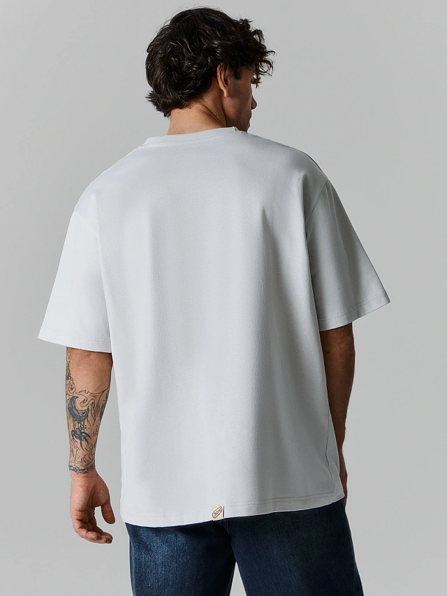 Футболка мужская белая с цитатой оверсайз - 4