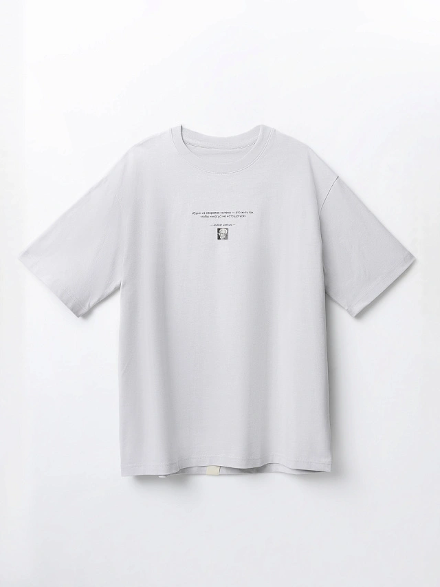 Футболка мужская белая с цитатой оверсайз - 5