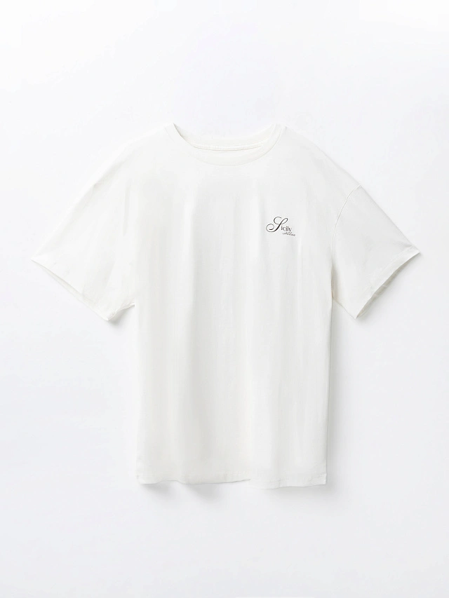 Футболка мужская бежевая с принтом на спине из 100% хлопка - 6