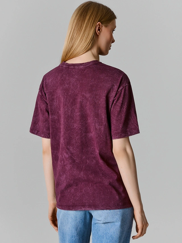 Футболка женская бордовая с обработкой эйсид - 6