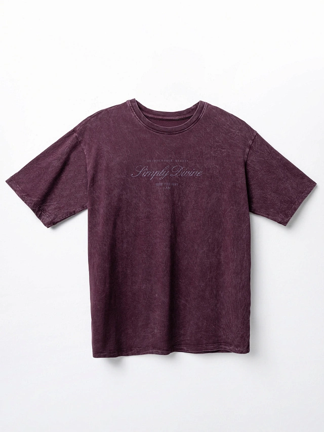 Футболка женская бордовая с обработкой эйсид - 7