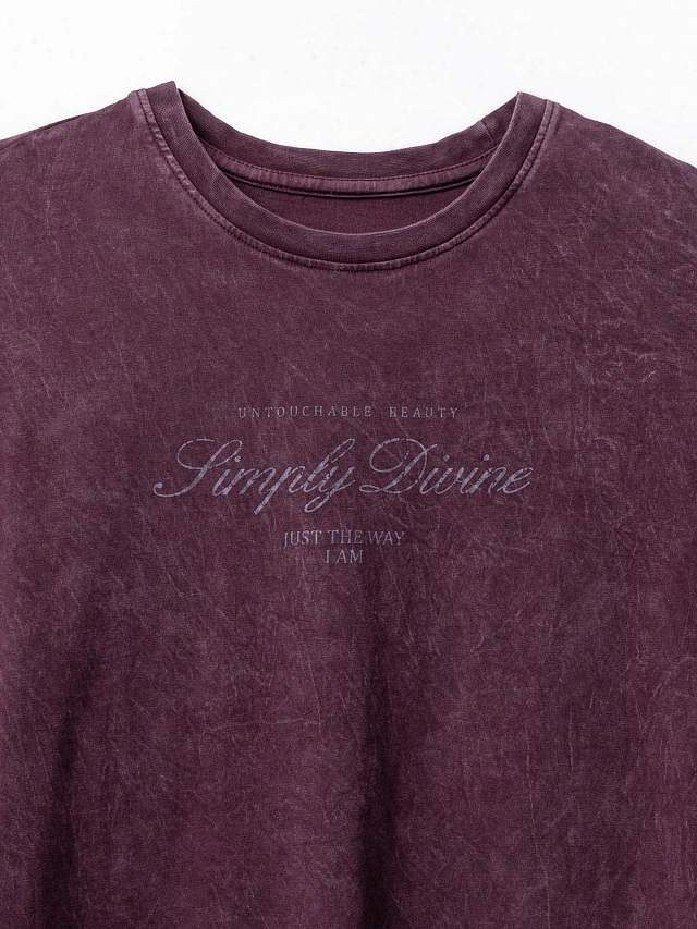 Футболка женская бордовая с обработкой эйсид - 8