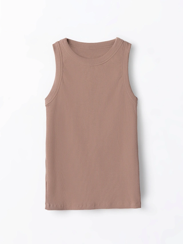 Топ женский коричневый облегающий в рубчик - 4