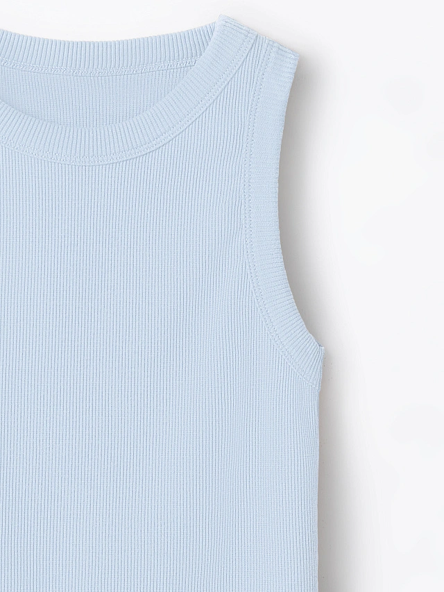Топ женский голубой облегающий в рубчик - 5