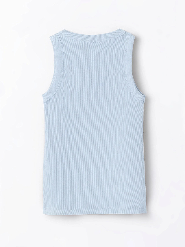 Топ женский голубой облегающий в рубчик - 6