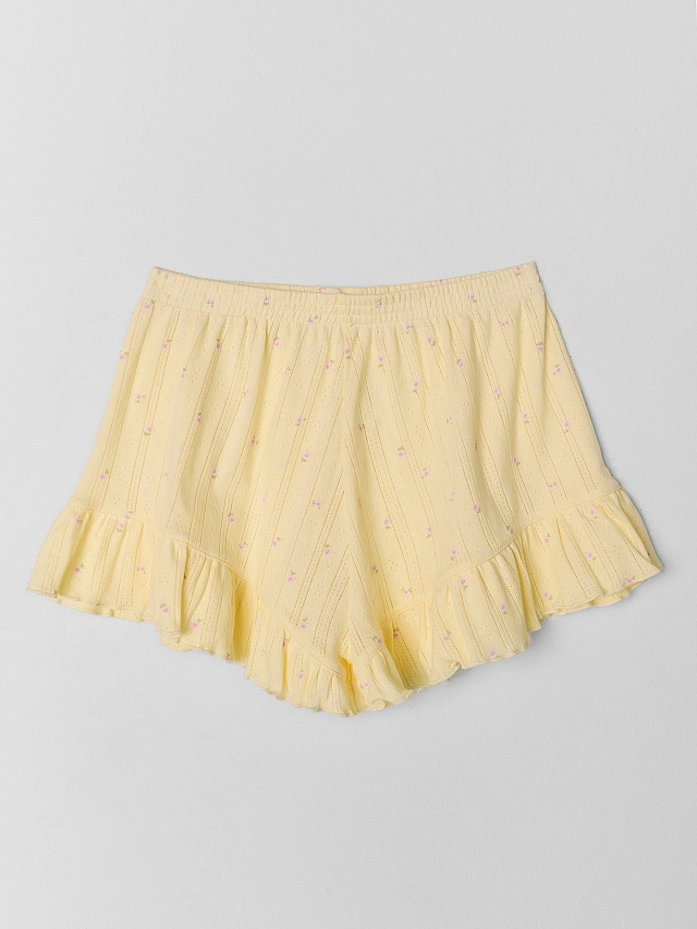 Комплект домашний женский желтый с рюшами свободного кроя - 12