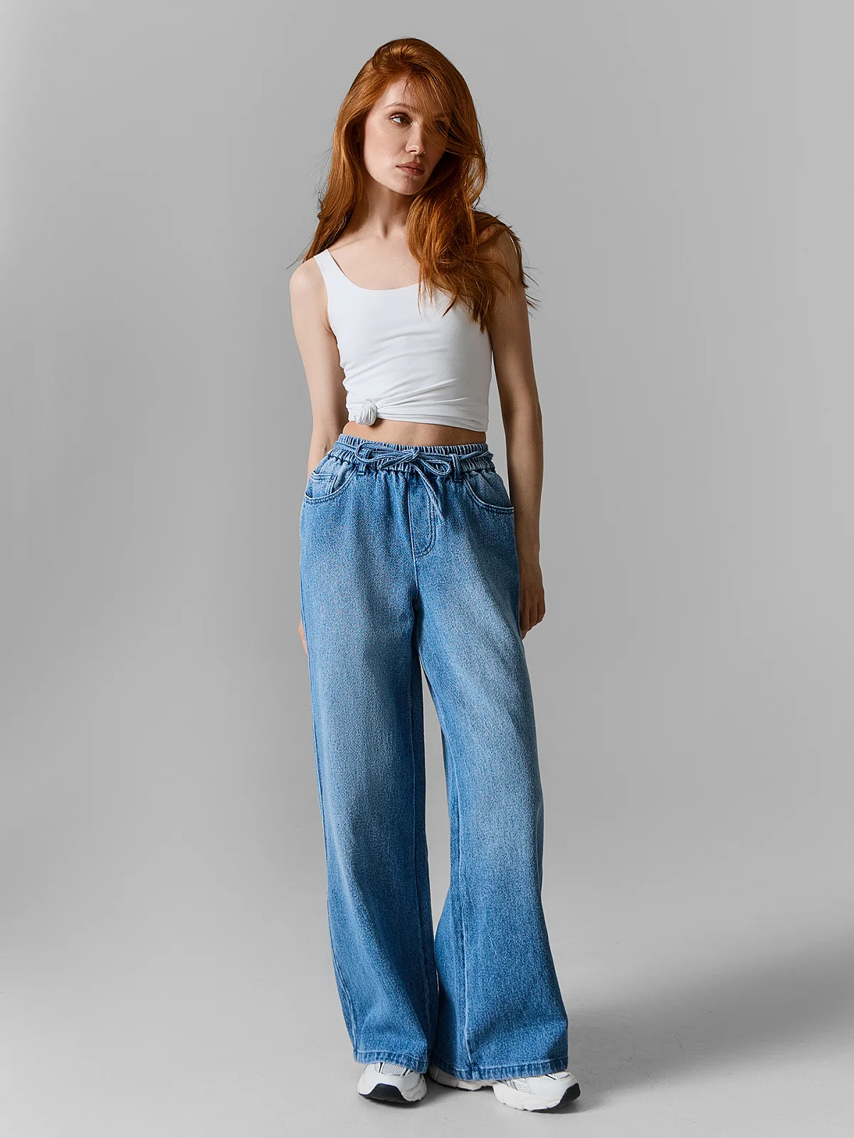 Джинсы женские wide leg синие