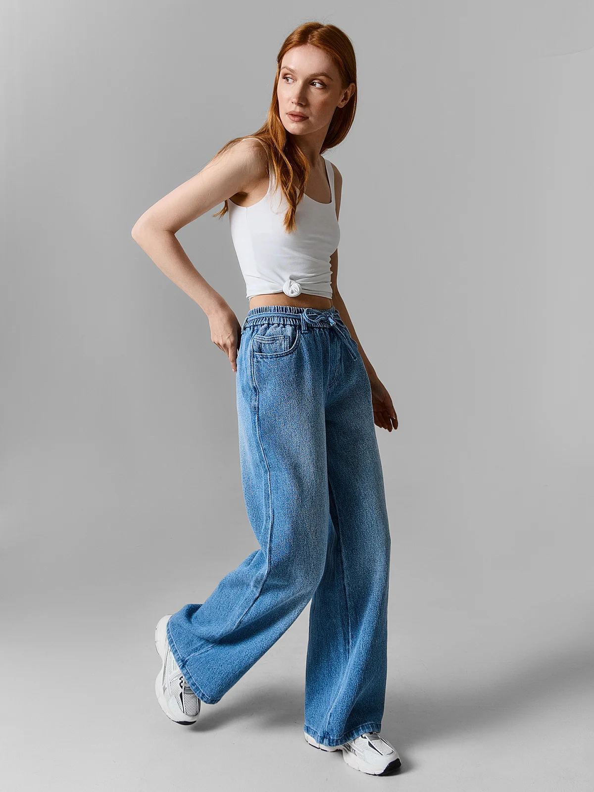 Джинсы женские wide leg синие