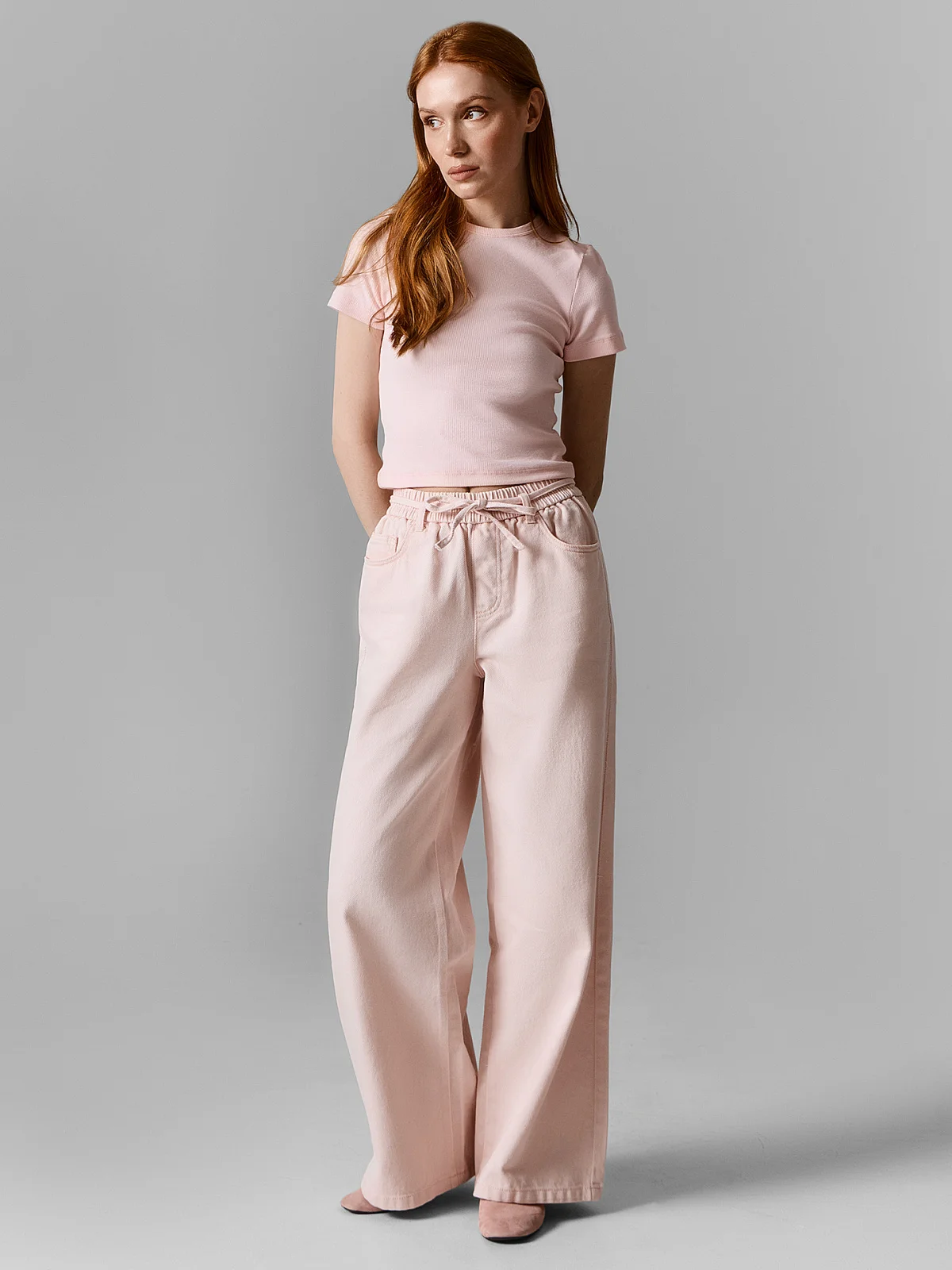 Джинсы женские wide leg розовые - 3