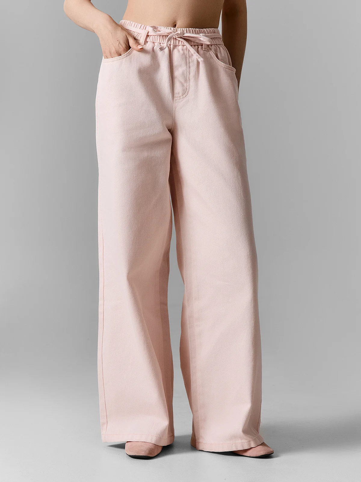 Джинсы женские wide leg розовые - 4
