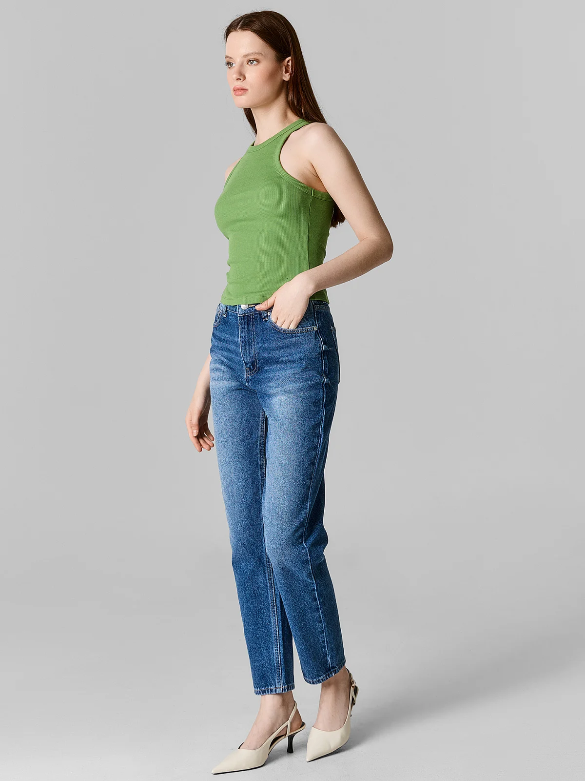 Джинсы Mom fit женские синие - 3