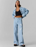 Джинсы Wide leg женские голубые с принтом