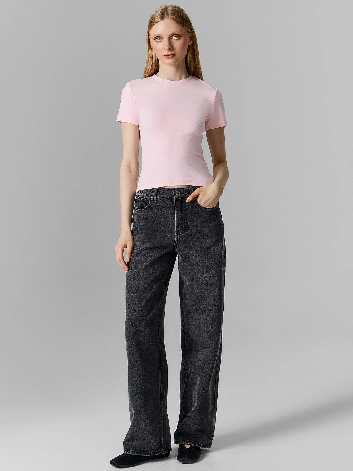 Джинсы baggy fit женские серые