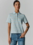 Поло женское голубое в полоску