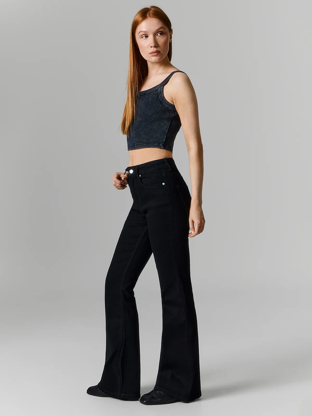 Джинсы Flare fit женские черные - 6